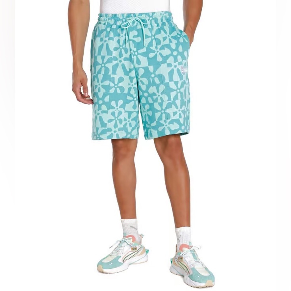 PUMA X SPONGEBOB AOP Blue Floral Relaxed Fit Shorts